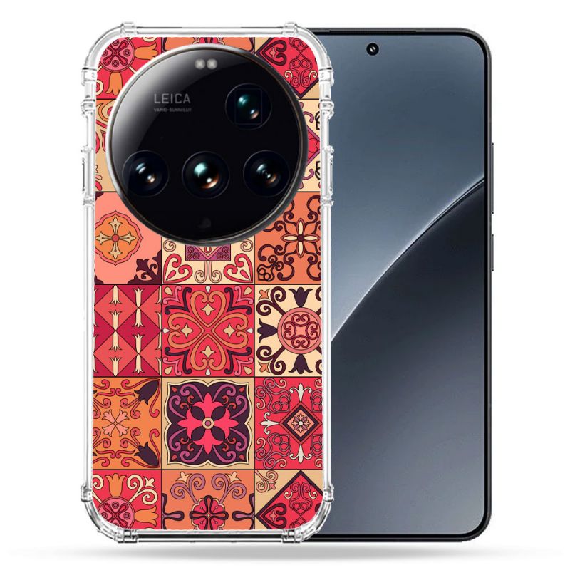 Coque Renforcée Pour Xiaomi 15 Ultra Texture Carreau Ciment Rouge