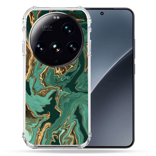 Coque Renforcée Pour Xiaomi 15 Ultra Texture Marbre Vert