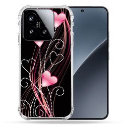 Coque Renforcée Pour Xiaomi 15 Amour Coeur Rose Montant sur Noir