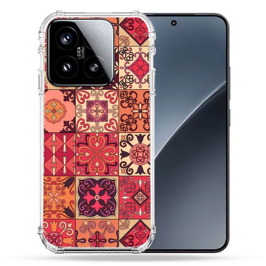 Coque Renforcée Pour Xiaomi 15 Texture Carreau Ciment Rouge