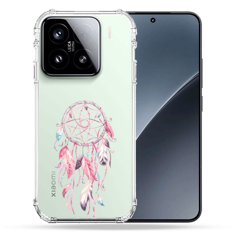 Coque Renforcée Transparente Pour Xiaomi 15 Attrape Reve Rose