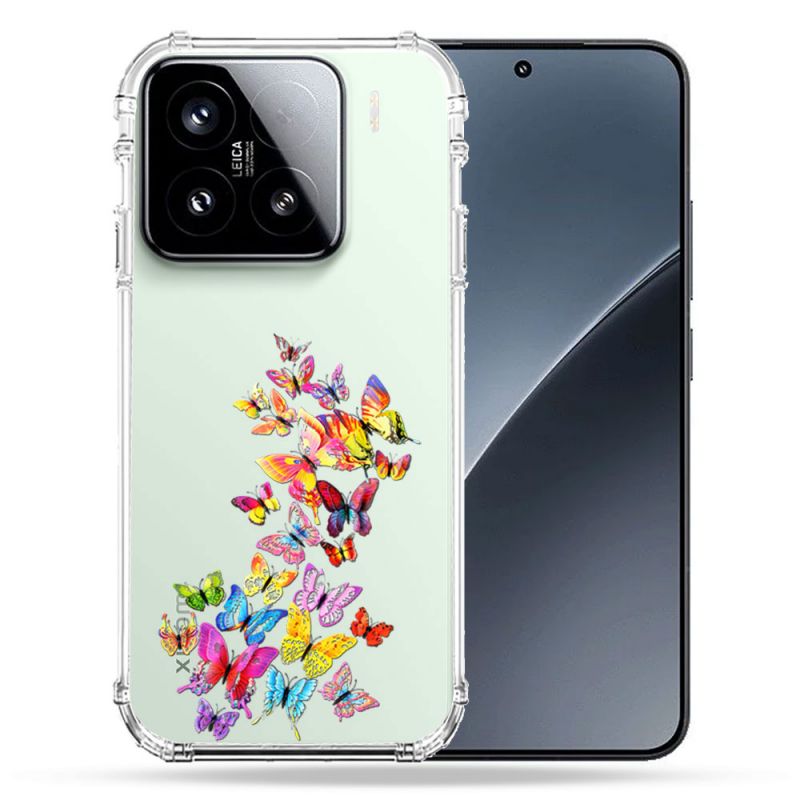 Coque Renforcée Transparente Pour Xiaomi 15 Papillon Multicolore