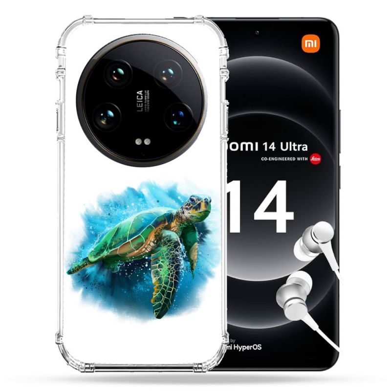 Coque Renforcée Pour Xiaomi 14 Ultra Animal Tortue Blanche multicolore