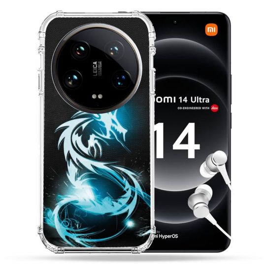 Coque Renforcée Pour Xiaomi 14 Ultra Fantastique Dragon Bleu