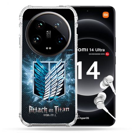 Coque Renforcée Pour Xiaomi 14 Ultra Manga Attaque Titans Noir