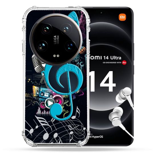 Coque Renforcée Pour Xiaomi 14 Ultra Musique Cle Sol Bleu