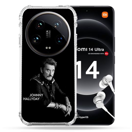Coque Renforcée Pour Xiaomi 14 Ultra Musique Johnny Hallyday Noir