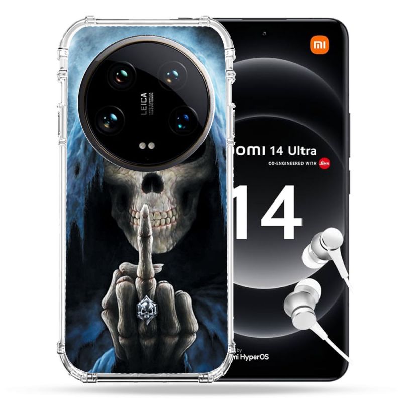 Coque Renforcée Pour Xiaomi 14 Ultra Tete de Mort Doigt