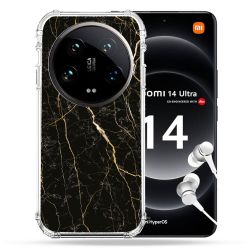 Coque Renforcée Pour Xiaomi 14 Ultra Texture Marbre Noir