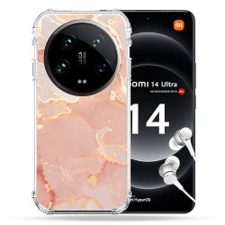 Coque Renforcée Pour Xiaomi 14 Ultra Texture Marbre Rose