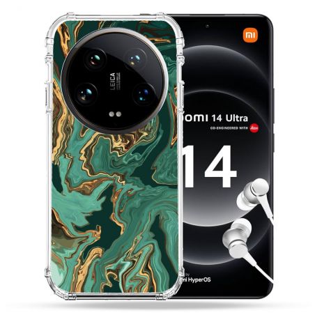 Coque Renforcée Pour Xiaomi 14 Ultra Texture Marbre Vert