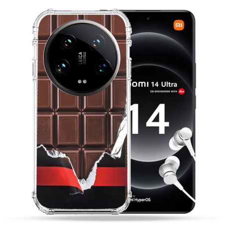 Coque Renforcée Pour Xiaomi 14 Ultra Texture Trompe Oeil Chocolat
