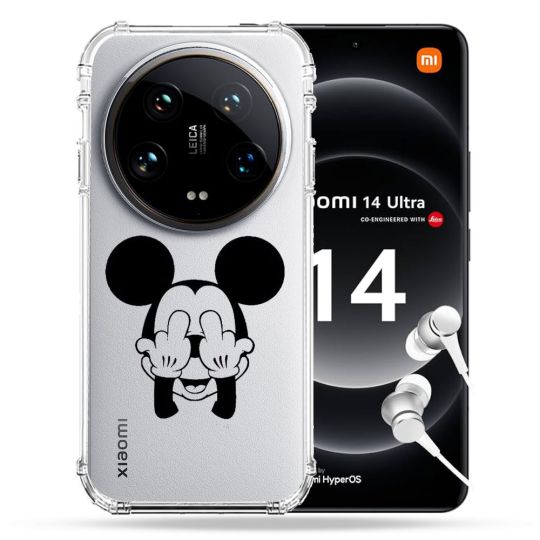 Coque Renforcée Transparente Pour Xiaomi 14 Ultra Mickey doigt