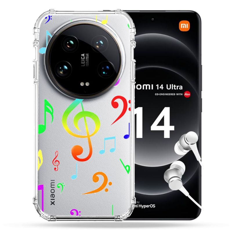 Coque Renforcée Transparente Pour Xiaomi 14 Ultra Note Musique Colore
