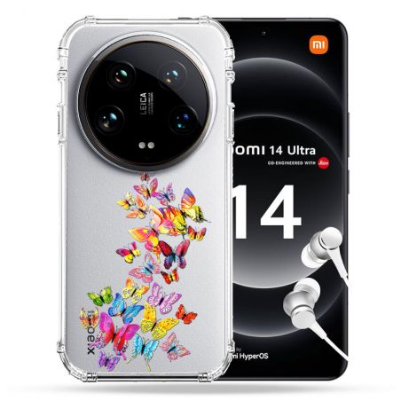 Coque Renforcée Transparente Pour Xiaomi 14 Ultra Papillon Multicolore