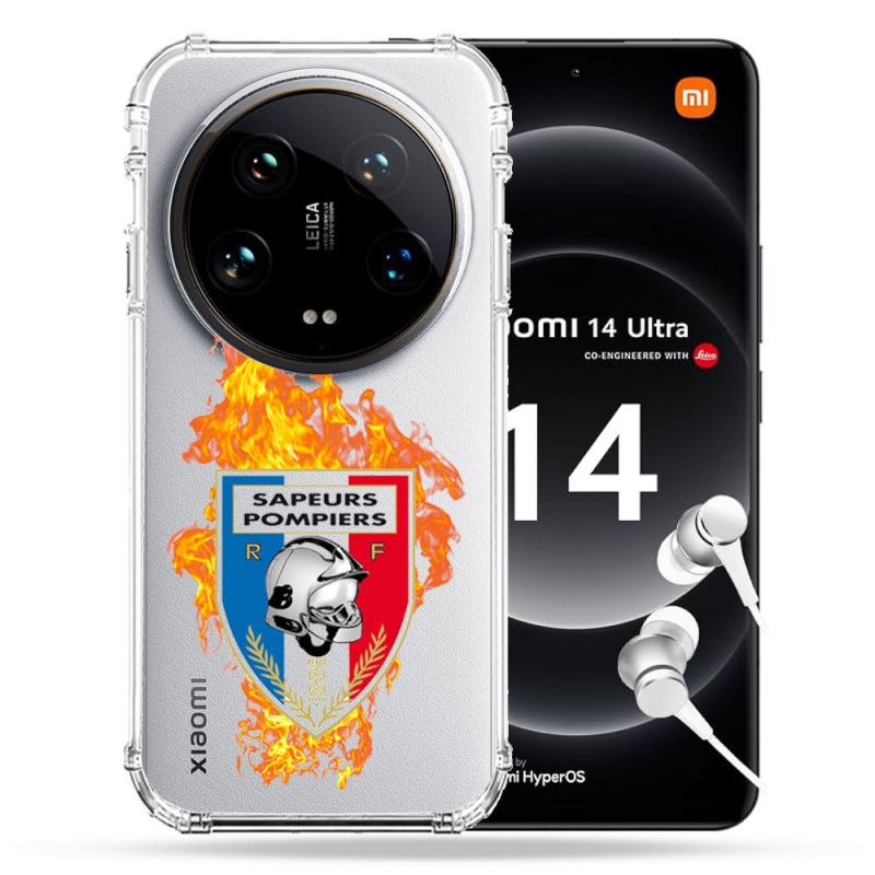 Coque Renforcée Transparente Pour Xiaomi 14 Ultra Pompier Feu