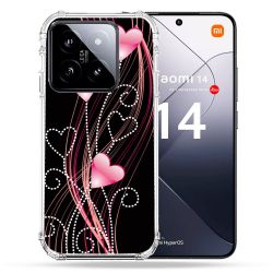 Coque Renforcée Pour Xiaomi 14 Amour Coeur Rose Montant sur Noir