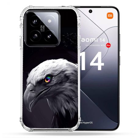 Coque Renforcée Pour Xiaomi 14 Animal Aigle Royal Noir