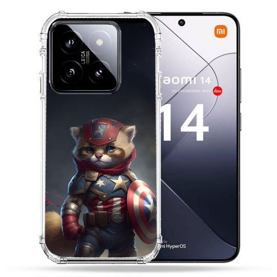 Coque Renforcée Pour Xiaomi 14 Animal Chat America