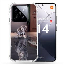 Coque Renforcée Pour Xiaomi 14 Animal Chat Reflet