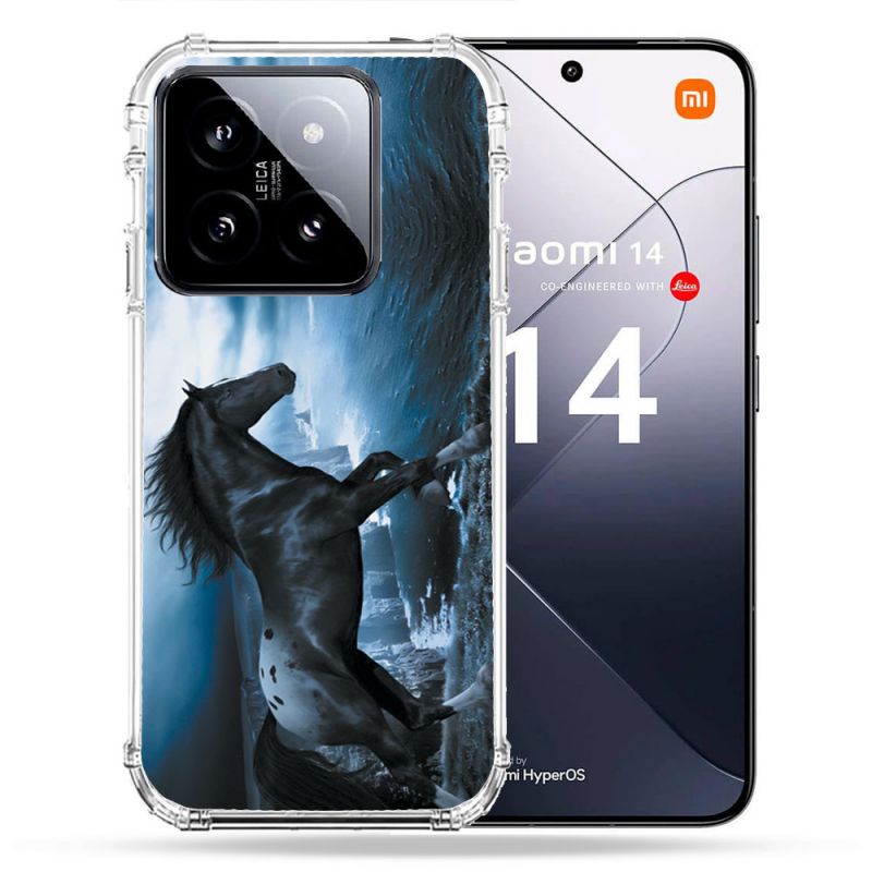 Coque Renforcée Pour Xiaomi 14 Animal Cheval Noir