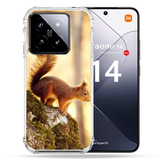 Coque Renforcée Pour Xiaomi 14 Animal Ecureuil Bois