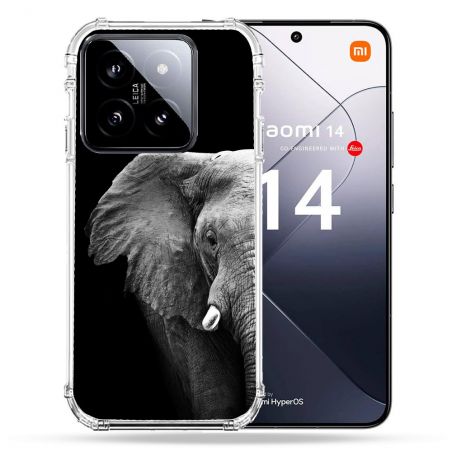 Coque Renforcée Pour Xiaomi 14 Animal Elephant Noir