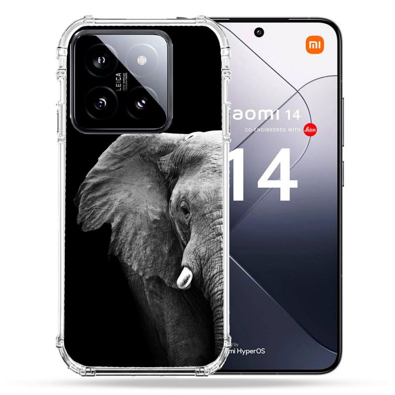 Coque Renforcée Pour Xiaomi 14 Animal Elephant Noir