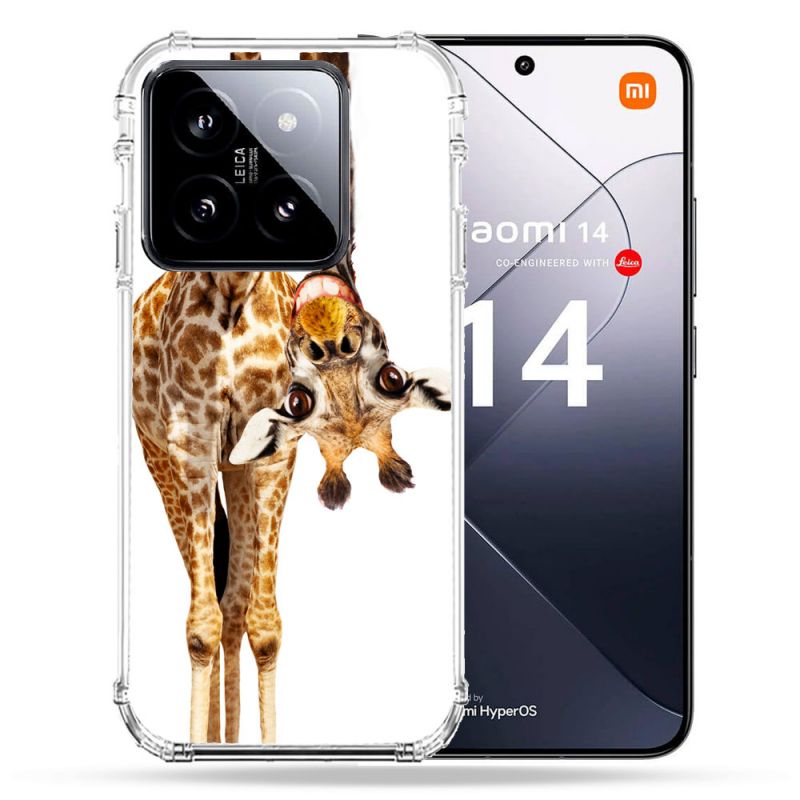 Coque Renforcée Pour Xiaomi 14 Animal Girafe Blanche