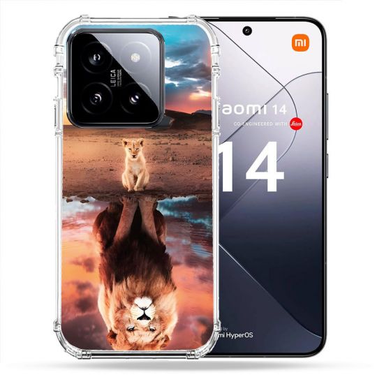 Coque Renforcée Pour Xiaomi 14 Animal Lion Reflet