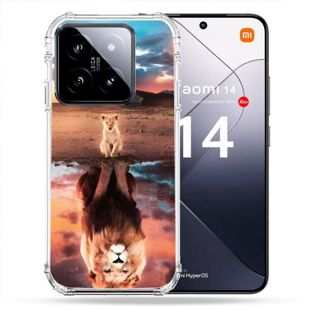 Coque Renforcée Pour Xiaomi 14 Animal Lion Reflet