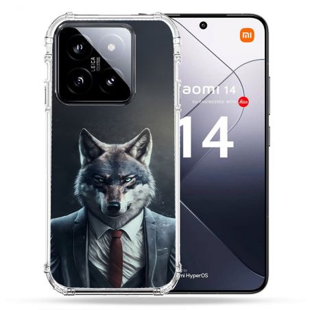 Coque Renforcée Pour Xiaomi 14 Animal Loup Business