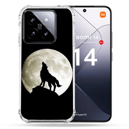 Coque Renforcée Pour Xiaomi 14 Animal Loup Noir