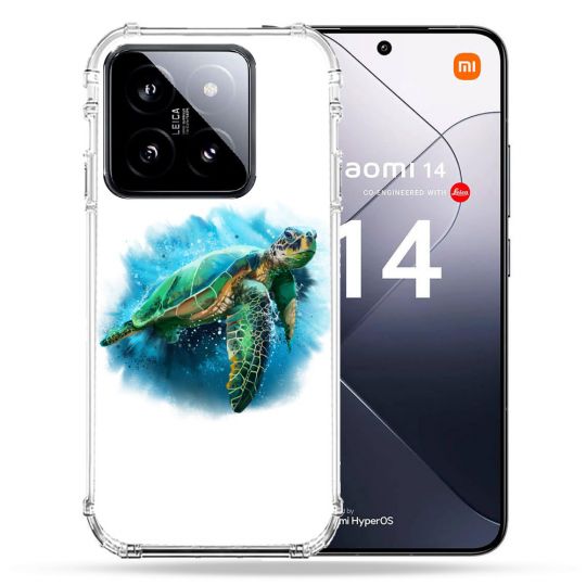 Coque Renforcée Pour Xiaomi 14 Animal Tortue Blanche multicolore