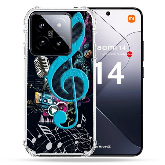Coque Renforcée Pour Xiaomi 14 Musique Cle Sol Bleu