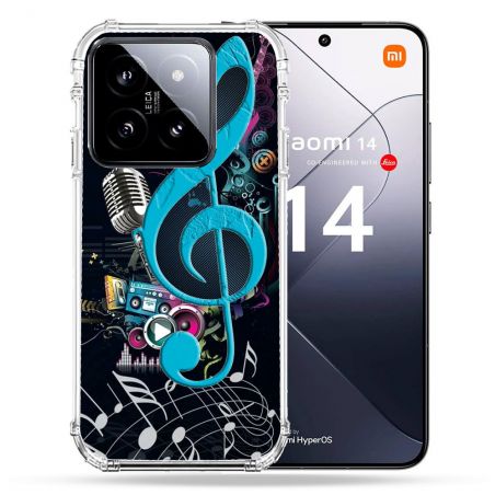 Coque Renforcée Pour Xiaomi 14 Musique Cle Sol Bleu