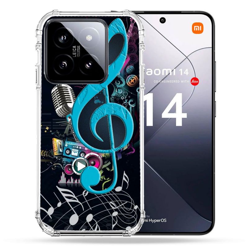 Coque Renforcée Pour Xiaomi 14 Musique Cle Sol Bleu