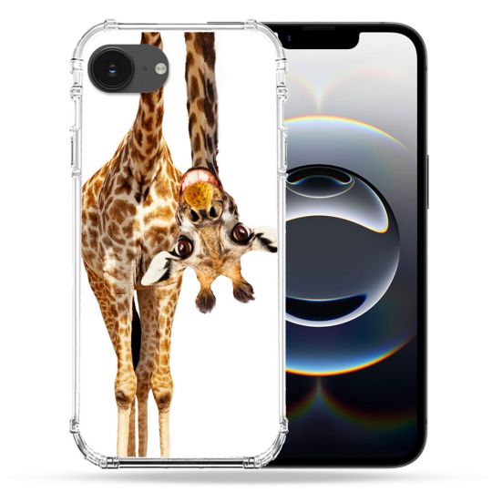 Coque Renforcée Pour Iphone 16e Animal Girafe Blanche