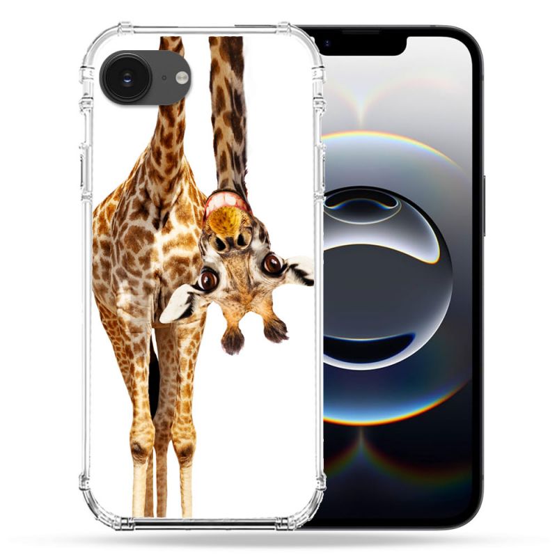 Coque Renforcée Pour Iphone 16e Animal Girafe Blanche