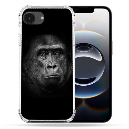 Coque Renforcée Pour Iphone 16e Animal Gorille Noir