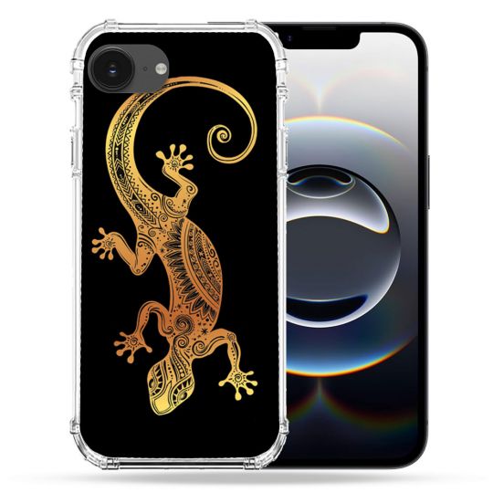 Coque Renforcée Pour Iphone 16e Animal Lezard Noir