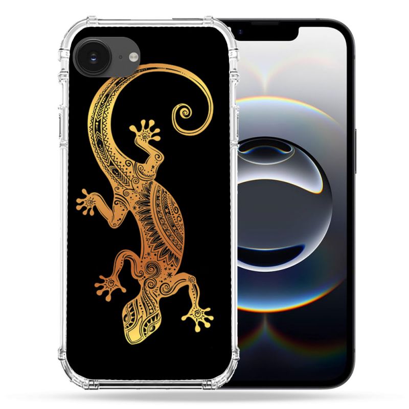 Coque Renforcée Pour Iphone 16e Animal Lezard Noir