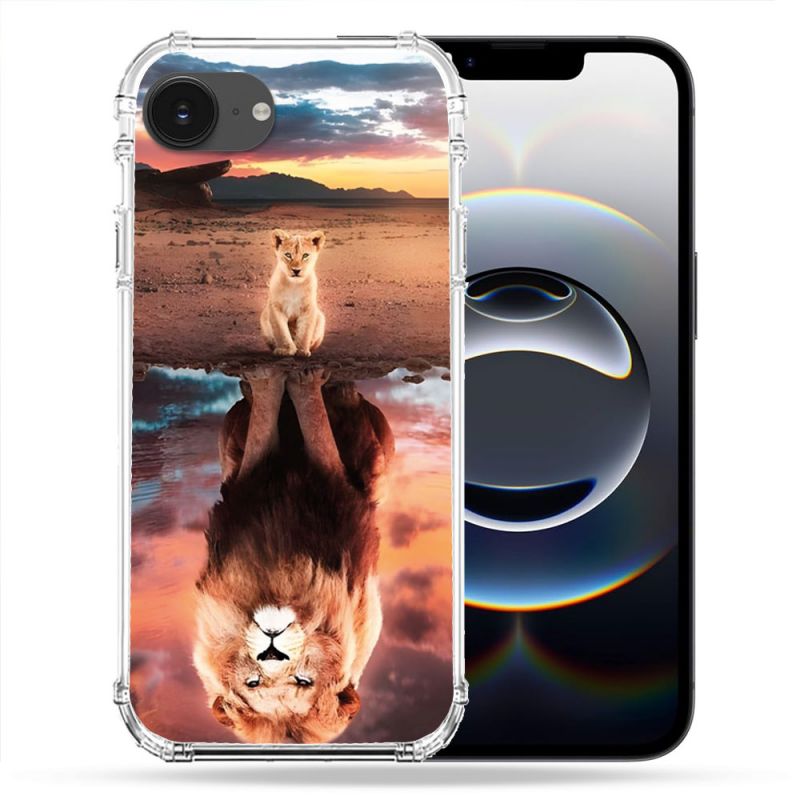 Coque Renforcée Pour Iphone 16e Animal Lion Reflet