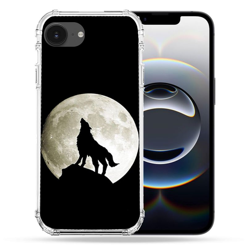 Coque Renforcée Pour Iphone 16e Animal Loup Noir