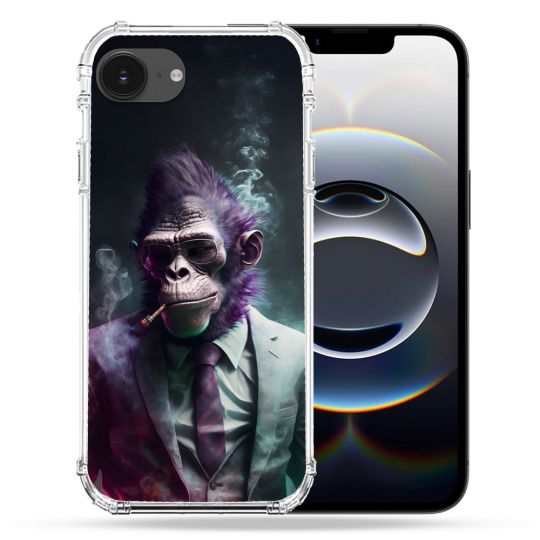 Coque Renforcée Pour Iphone 16e Animal Singe Business