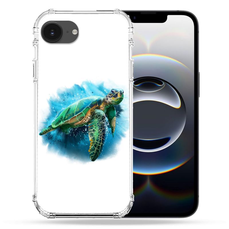 Coque Renforcée Pour Iphone 16e Animal Tortue Blanche multicolore