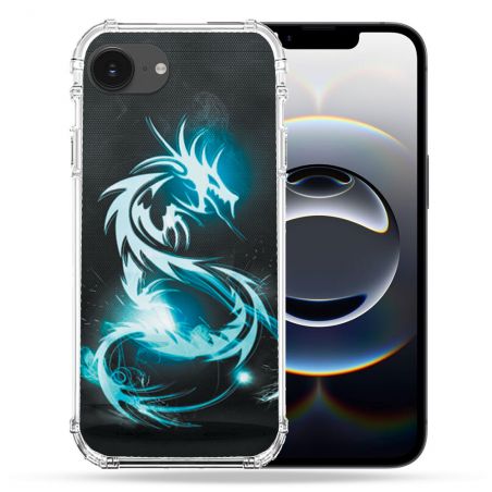 Coque Renforcée Pour Iphone 16e Fantastique Dragon Bleu