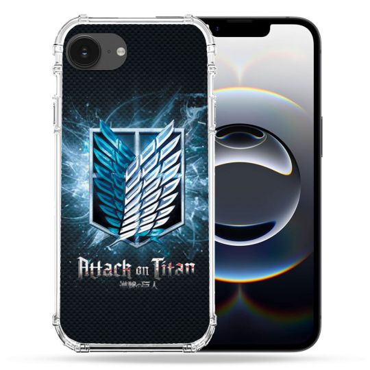 Coque Renforcée Pour Iphone 16e Manga Attaque Titans Noir