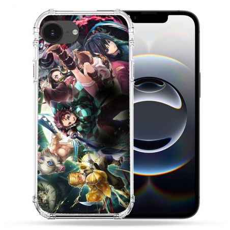 Coque Renforcée Pour Iphone 16e Manga Demon Slayer Groupe