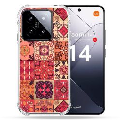 Coque Renforcée Pour Xiaomi 14 Texture Carreau Ciment Rouge